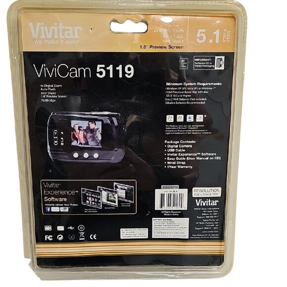 Vivitar Black Vivicam 5119 Digital Camera 5.1 MP 4X Digital Zoom View Screen NEW - Picture 2 of 8